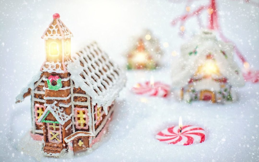 Gingerbread house with candles